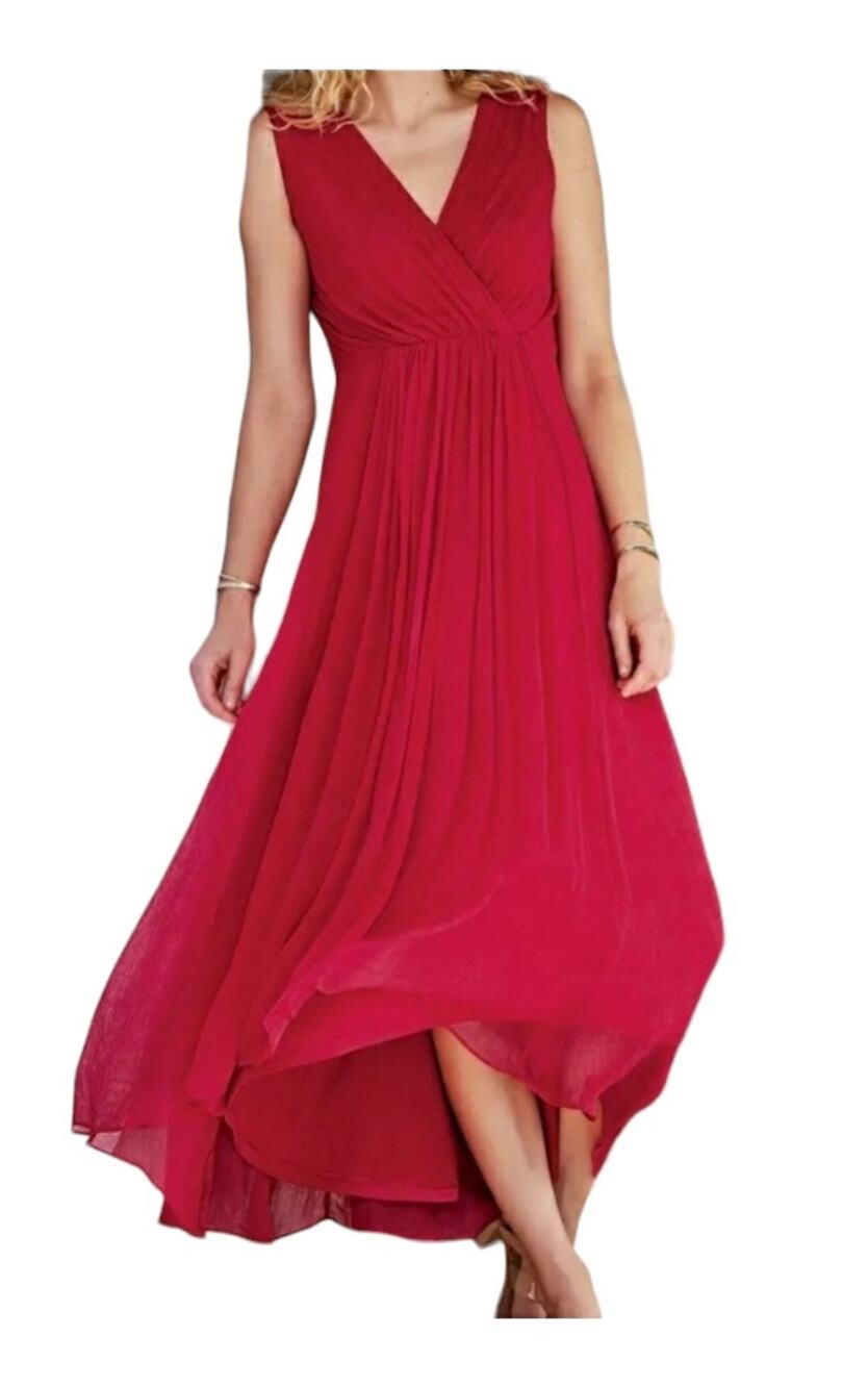 Soft Surrounding Sleeveless High Low Red Charmonte Dress Women's Size 10P NEW